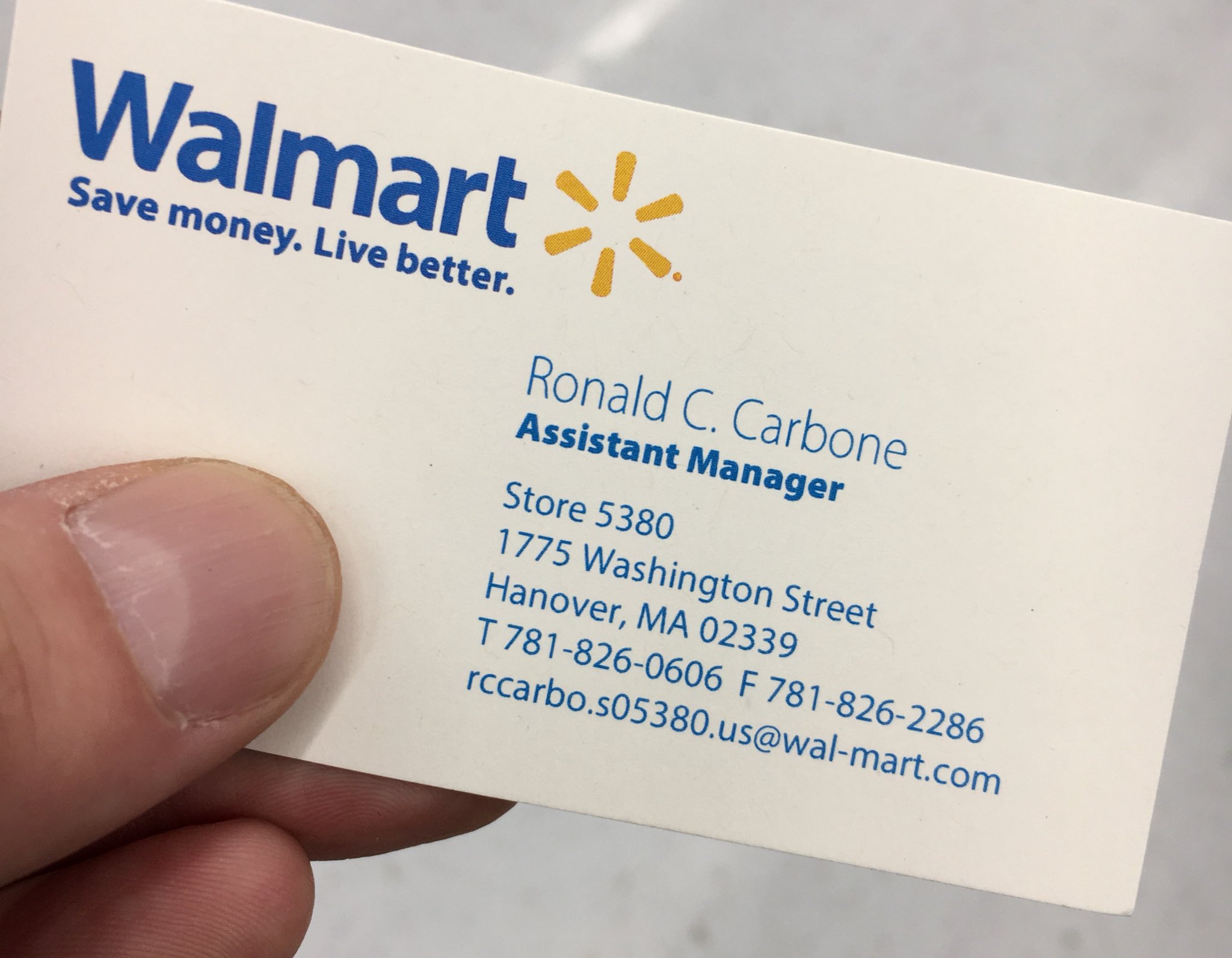 David Leavitt on Twitter "Hey Walmart your Hanover, MA manager Ronald