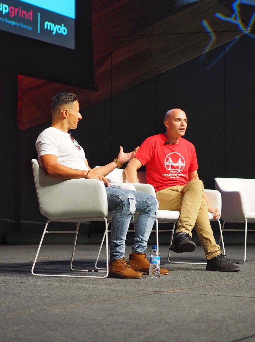 MYOB's tweet photo. Kicking off day 2 of #SGAPAC with a fireside chat between @SteveGlaveski and Derek Anderson (Founder &amp; CEO of @StartupGrind &amp; Bevy).
Great to hear Derek share the story of how he built Start Up Grind.
@StartupGrindAUS https://t.co/ReILZ3U53l
