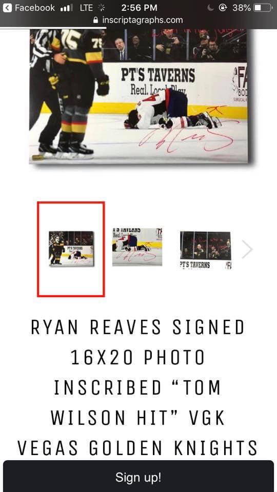 JaimieMWatson's tweet photo. What is wrong with @NHL to allow this behavior?!?  Reaves clearly targeted Wilson yet no suspension and is now signing autographs of the injury he caused. Disgusting #reavesistrash #shameonnhl #nhlpa #justiceforwilson #reaveshasnoclass #nhl #goldenknights #classlessorganization https://t.co/zv2ZOyep8l