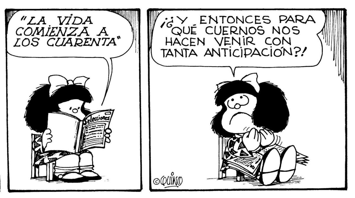 MafaldaDigital's tweet photo. “La vida comienza a los 40” #humor #mafalda #genia https://t.co/VRfSb2PGdj
