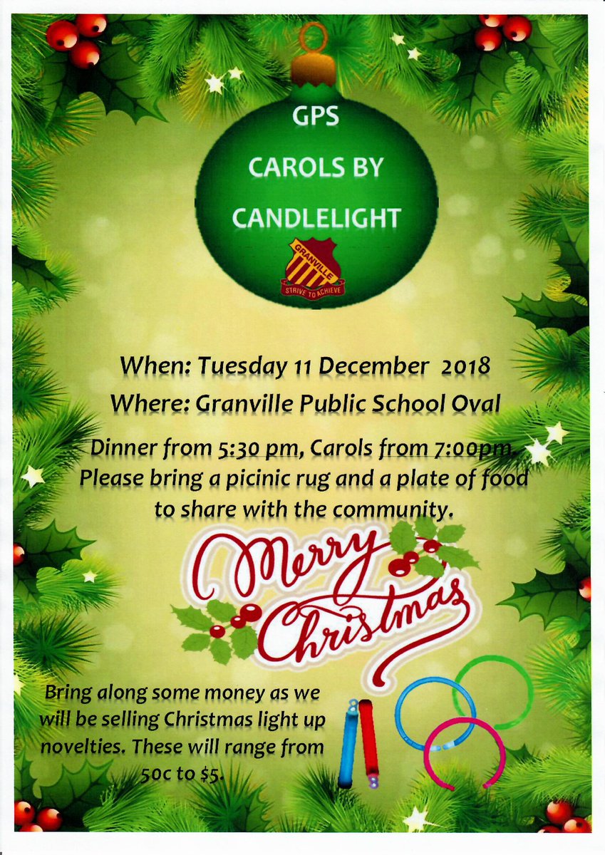 CommunityHubGPS's tweet image. Granville PS Carols by Candlelight is on Tues, 11 Dec @ 5.30. Bring a picnic rug and a plate of food to share 🎅🎄