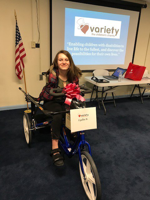 LifeCoachGill's tweet photo. It was AWESOME to see students from @CentralIU10 schools receive equipment (bikes, strollers, and communication AT) from @VarietyKids earlier today. #CIU10 #varietykids #mybike #magicmoments #milesofSMILES #varietykidscan #allfortheKIDS #FTK #tistheseason https://t.co/3yIXxmyfzI