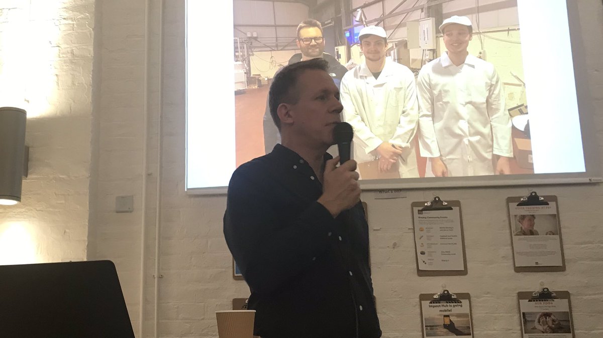 BSForgUK's tweet photo. The charismatic entrepreneur Stephen Conway wraps up a brilliantly honest, personal and entertaining insight into @PureHeavenlyUK’s approach to innovating from scratch in chocolate 
#bsf2018christmaslecture https://t.co/l759pQSmdU