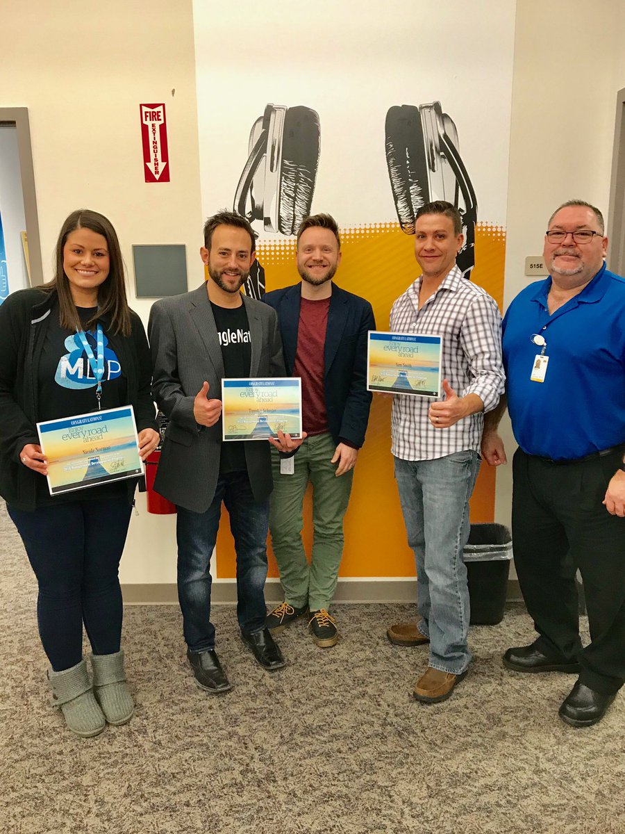 Jonathan1Wilson's tweet photo. @py8533 and I are celebrating with our MDP 2018 graduates! We are so proud of you Nicole, Tim and Sam! You 3 represent @ATT_Springfield so well!!! @TeamNormanSPFMO @Tim_Schuster4 @SamSmitty9 I’m so proud!!!!!!!!!!! #TugggleNation #MDP2018 #MDP https://t.co/58mig5qslw