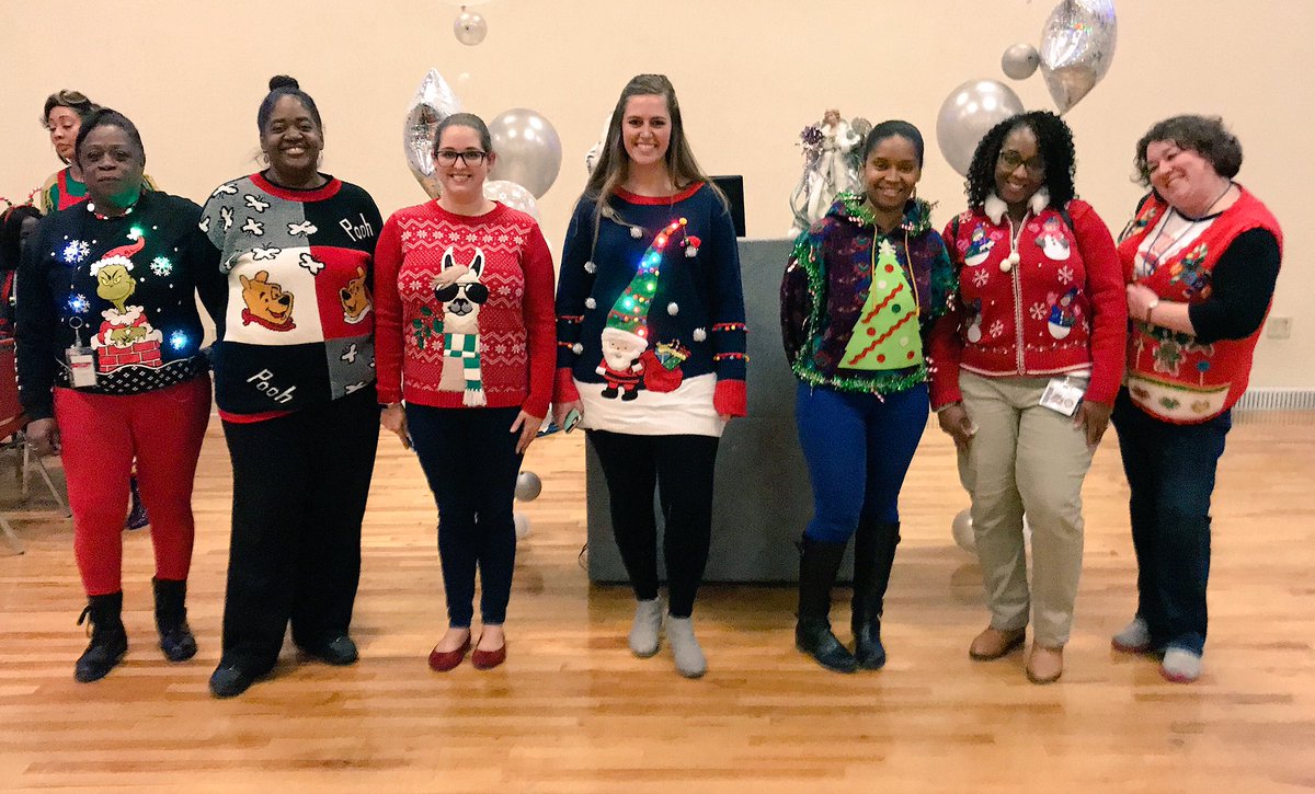 MSCSK12's tweet photo. Congratulations to our new teachers on their first semester! Along with their mentors, they gathered together tonight to mix, mingle, share their stories, and have a good time! Shout out to our ugly sweater finalists and soul train stars! #teacherturnup #SCSis901 https://t.co/mkphVmcOWq
