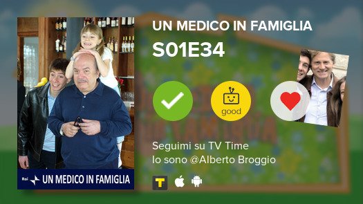 AlbertoCage88's tweet photo. Ho appena guardato l'episodio S01E34 di Un medico in fam...! #tvtime https://t.co/Zxk7iXwquK https://t.co/dA4yHt0RJP