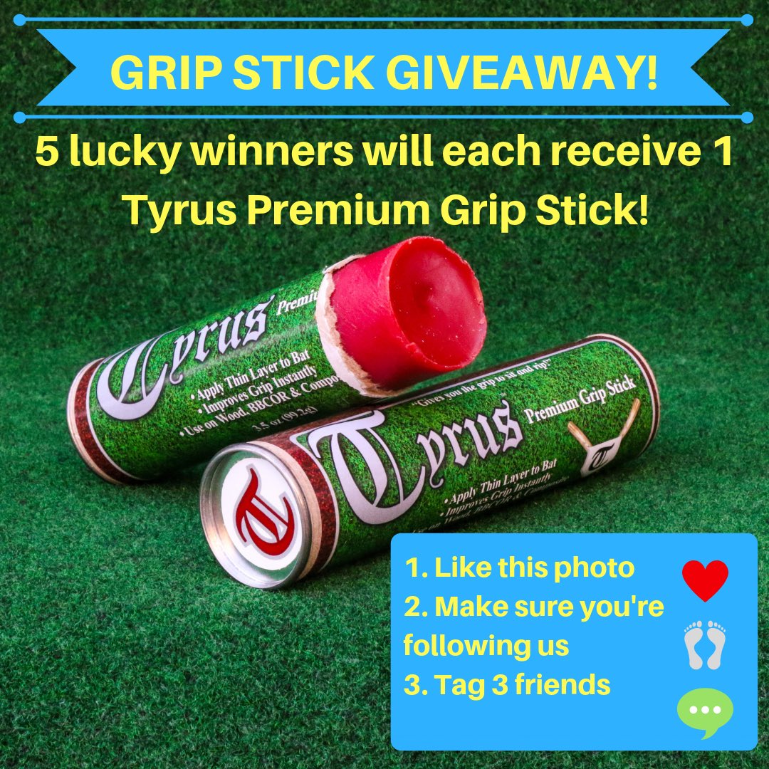 TyrusBaseball's tweet photo. 🚨 GRIP STICK GIVEAWAY! 🚨
5 lucky winners will receive 1 Tyrus Premium Grip Stick! Contest ends Saturday, December 8th @ 11:59 PM EST. Head over to our IG page to enter!
#giveaway #contest #free #gripstick #gripsticks #gripproduct #gripproducts #baseball #grip #tyrusbaseball https://t.co/i7Md4WjPty
