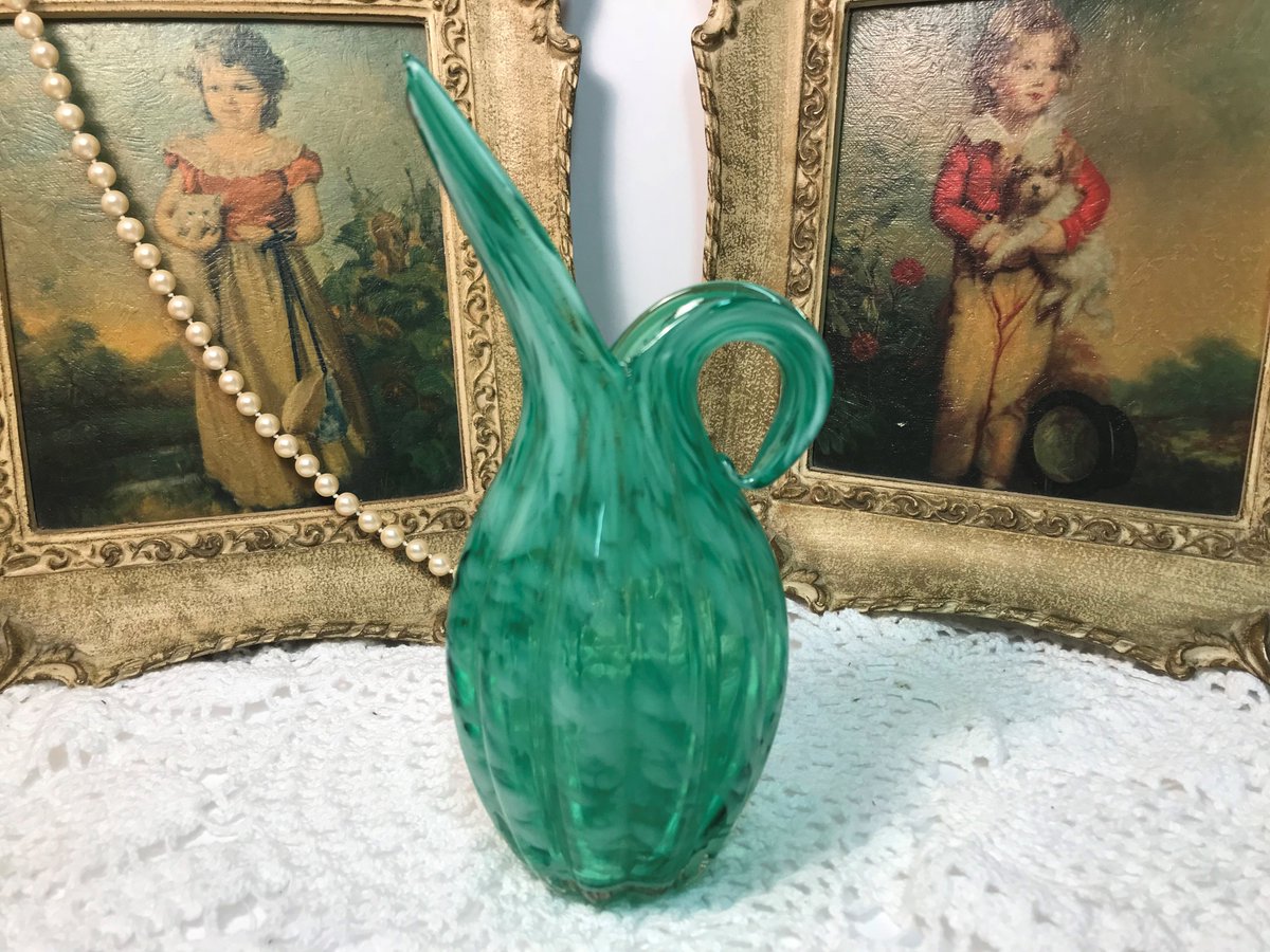 loveantiquing's tweet photo. Vintage #MURANO #ARTGLASS #vase /Pitcher Green & White Swirl Ribbed 7.25" T
Click: https://t.co/5oKsBkNhw5
#vintage #tablepiece #gift #shopping #onlineshopping #forthehome #glass #eBay #eBayshopping #collection #collectors #selling #forsale #followers #flowers #picture https://t.co/6cGDp3Fhsk