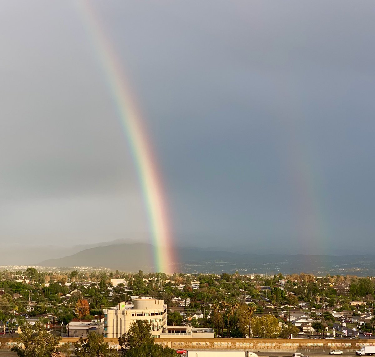We had double the rain today <a href="/csuf/">Cal State Fullerton</a> so why not a double rainbow. What a nice end to a damp day. #TitansReachHigher