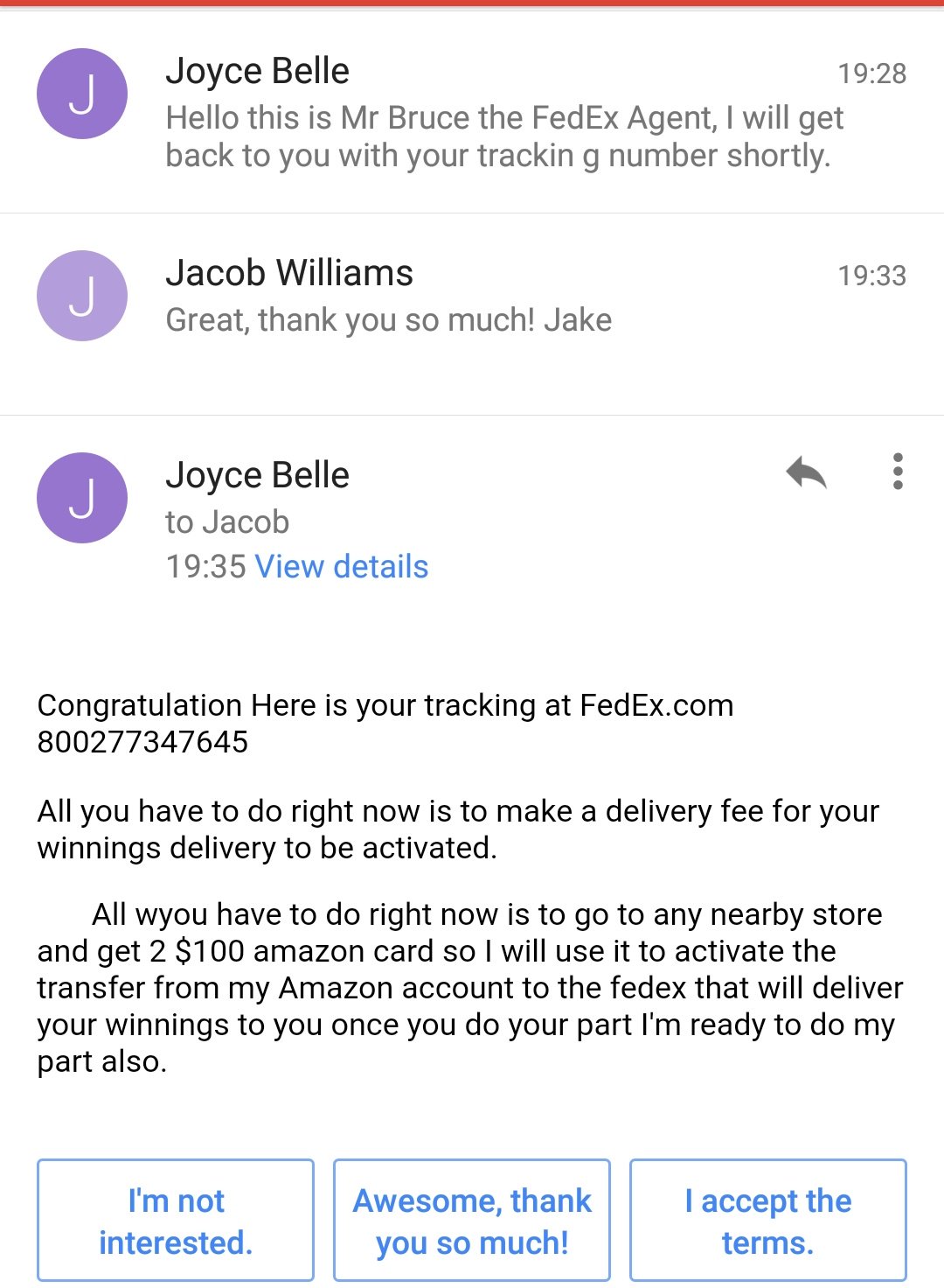 Amazon 1000 gift card scam android
