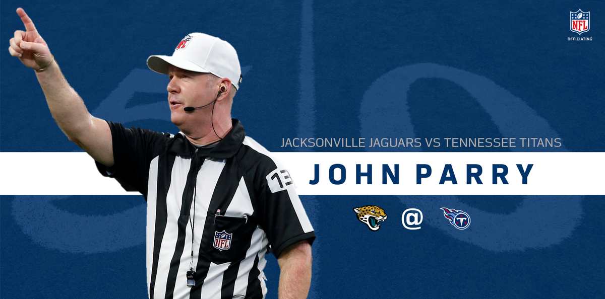 NFLOfficiating's tweet photo. Tonight’s referee for #JAXvsTEN is John Parry. https://t.co/XEspXT0MOz