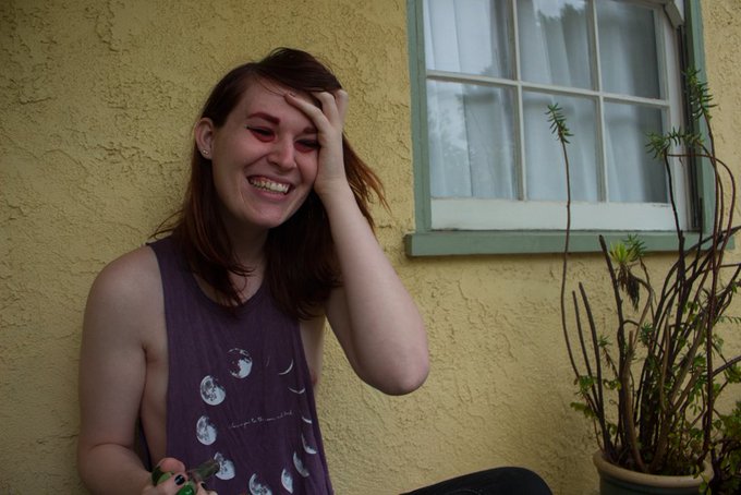 💚🍁🚬I passed 420 followers!! 💚🍁🚬  As promised, here's a couple pix that @xALICExACRYLICx took of me smoking<a href="/tag/tittytuesday"class="tags"><span>#tittytuesday</span></a><a href="/tag/camgirl"class="tags"><span>#camgirl</span></a><a href="/tag/tgirl"class="tags"><span>#tgirl</span></a>