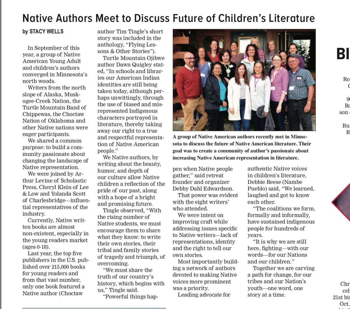 stacyvwells's tweet image. I wrote an article for the #ChoctawNation paper about the importance of Turtle Island at LoonSong, a writing retreat for Native American writers. Yakoke to @tim_tingle @DebbyEdwardson @debreese @CynLeitichSmith @DawnEQuigley for all their help. #NativeTwitter  #NativeKidlit