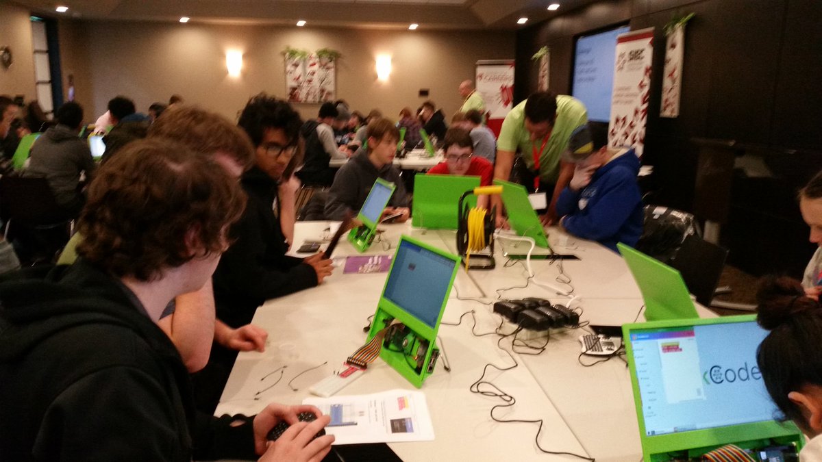 SaskCode's tweet photo. Day 4 of #HourOfCode and #CSEdWeek. 150 grad 11 and 12 students using #RaspberryPi. It's been a great week so far.  Thanks to @innovationplace for covingus the space and @Colabs for the pizza lunch today. @ISED_CA @saskatooniec #pitopceed https://t.co/hYI4wrTqyw