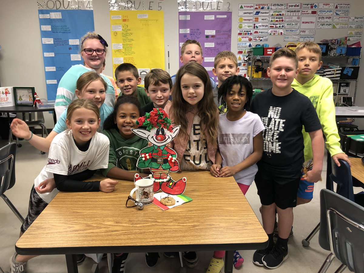 roachell4's tweet photo. Our elf enjoying a cookie and milk with his friends. Don’t forget cookies and canvas pajama palooza is Dec 7. @bearbranchelem https://t.co/SAif0uIqE2
