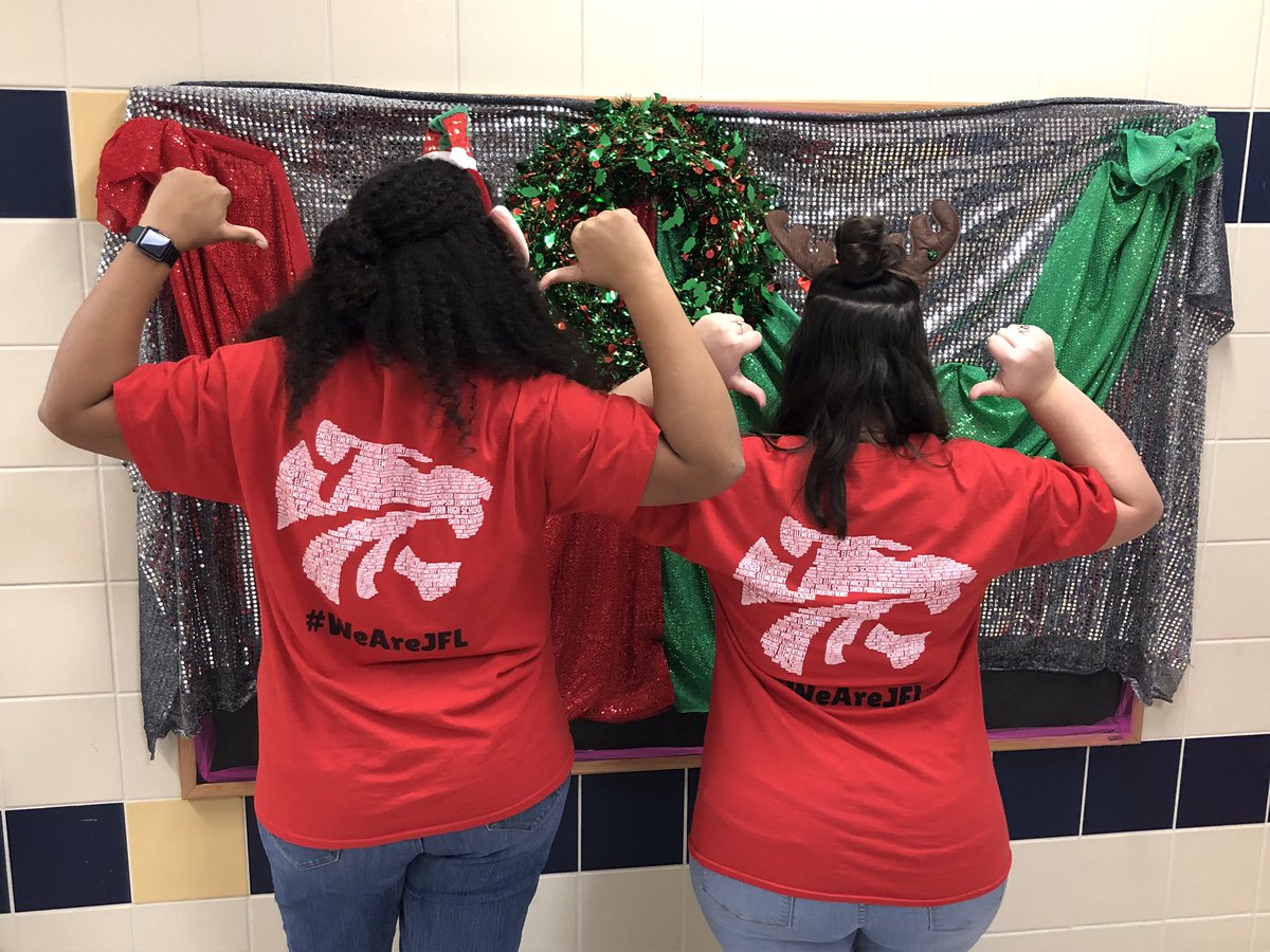 schoolwithsmith's tweet photo. When you are trying to show your Northside Pride for work, but you’re a Jag for Life... #areyouREDDYfortheholidays #12daysofnorth #ShandsES #NorthsidePride #WeAreJFL #JFL https://t.co/zSoVxBgODn