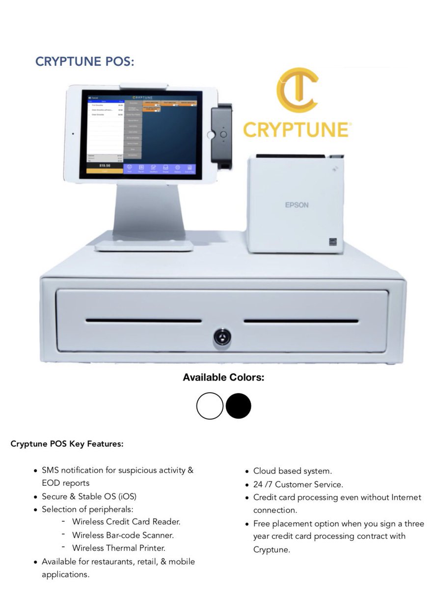 CryptunePOS's tweet photo. Cryptune POS Advanced terminal is iOS based and has so many features you wonβt be disappointed! CPTS Token Sale happening now! https://t.co/STYyAT1c5j #cryptune #cryptunepos #cryptocurrency #cryptotrading #criptomoedas https://t.co/fhDEuKEUWj