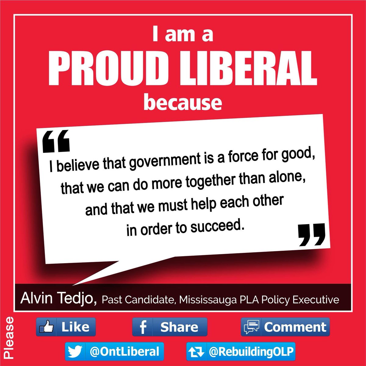 RebuildingOLP's tweet image. We asked: Why are you a proud Liberal?  Here is a response we received from @AlvinTedjo:

#OLPRebuild #onpoli #canpoli #cdnpoli #liberal @OntLiberal @LPC_O @JohnFraserOS @Kathleen_Wynne @coteau @MitzieHunter @ndesrosiers  @MichaelGravelle @mflalonde @JustinTrudeau @liberal_party