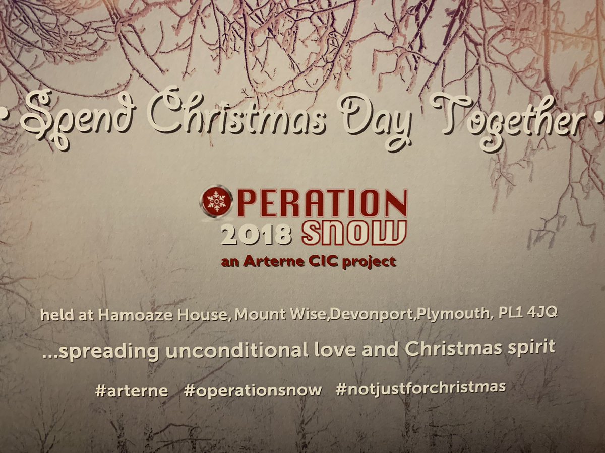 ArterneCIC's tweet photo. Operation Snow 2018 is well underway and Arterne CIC are keen to make sure that anyone who would benefit from attending gets to hear about the Christmas Day offer - please let as many people know about is as possible #arterne #operationsnow #notjustforchristmas #love https://t.co/UK74EAonyZ