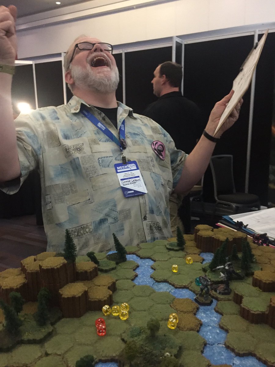 ICYMI, this was me playing the #BattleTech table top game for the first time during #MechCon2018 and successfully executing a #DFA move. 
Thanks <a href="/catalystgamelab/">CatalystGameLab</a> for the fun, experience, and free dice!