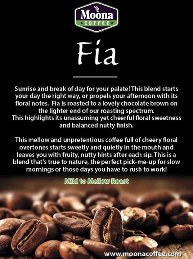 Fia is a blend that is true to nature and the ideal pick up for slow mornings or those days when you have to rush to work! Enjoy our premium light #Coffee blend. Book now goo.gl/mKgRBX