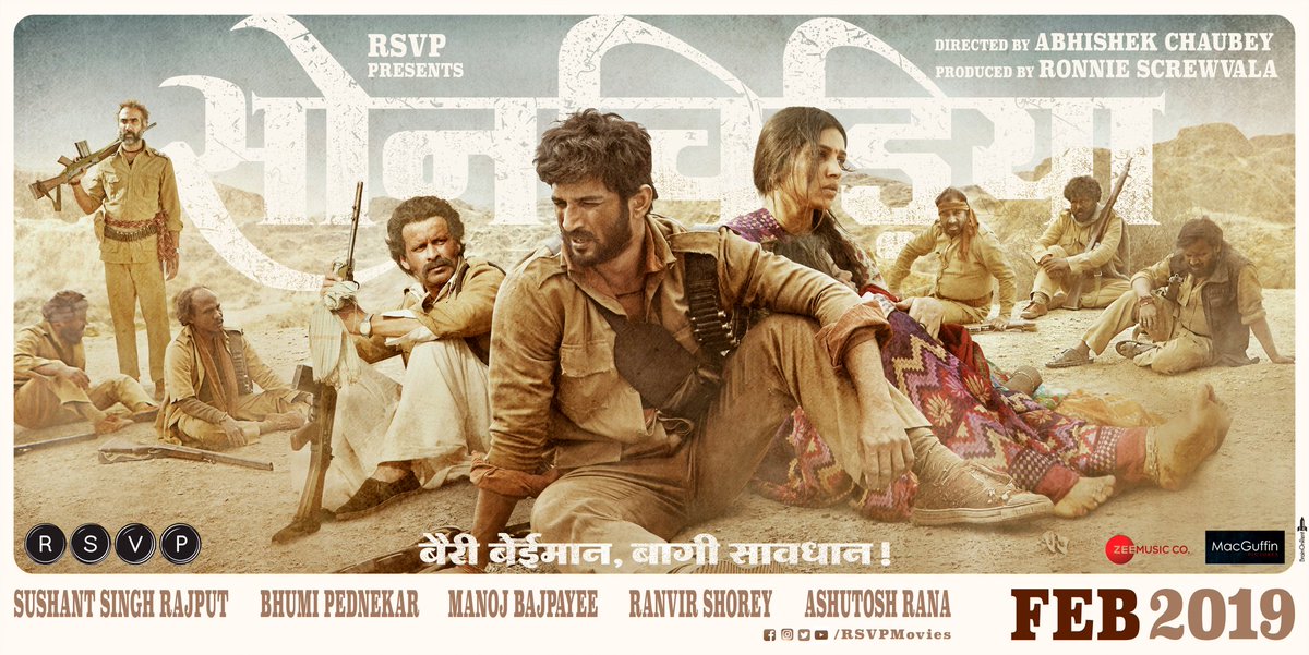 Colors_Cineplex's tweet photo. Here's the first poster of #Sonchiriya. It doesn't just end there. The makers of the film will also treat you to the teaser today. Stay tuned! @itsSSR @bhumipednekar
#SushantSinghRajput #BhumiPednekar #newposter #teasertoday #Sonchiriyateaser #Bollywood #RishteyCineplex https://t.co/7IBeeoSeIA
