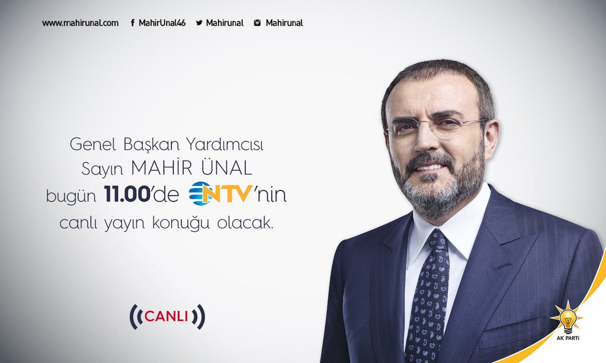 mahirunal's tweet photo. Saat 11:00’de @ntv’de canlı yayın konuğu olacağım. https://t.co/Lvh2pfNCmh