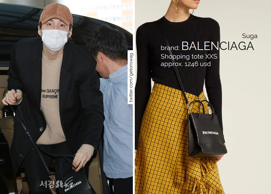 Beyond The Style ✼ Alex ✼ on X: BALENCIAGA Shopping Tote Xxs SUGA #SUGA  181207 aiport #BTS #방탄소년단 #민윤기  / X