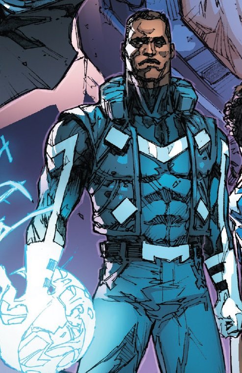Adam Brashear aka Blue MarvelAbilities: Anti-Matter manipulation, matter manipulation, superhuman strength, hyper awareness, nigh invulnerability, super genius level intellect