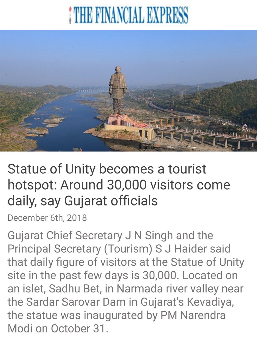 CMOGuj's tweet photo. Statue of Unity becomes a tourist hotspot: Around 30,000 visitors come daily, say Gujarat officials
https://t.co/gPp23JHonR 
via NaMo App https://t.co/27g7aZz9Ub