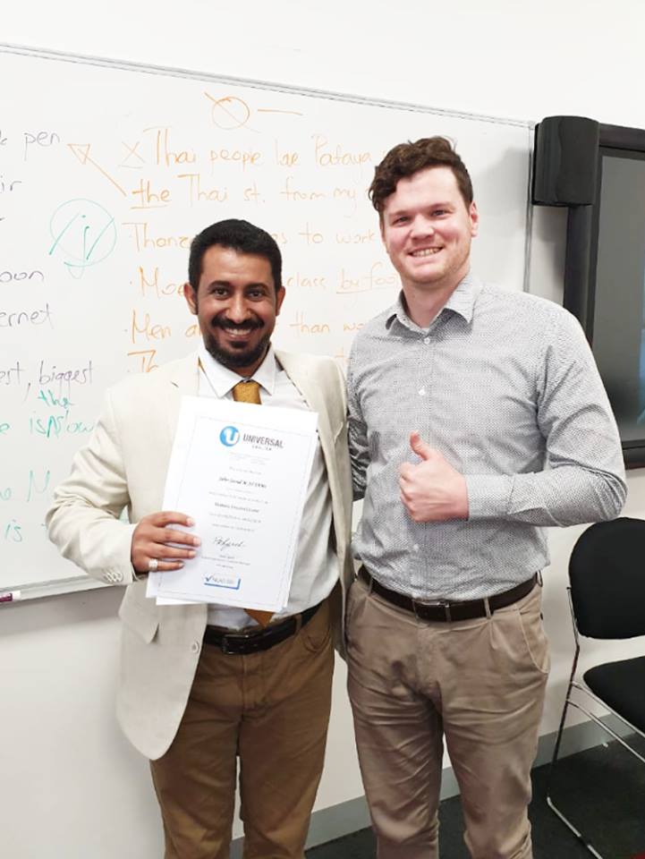 studyuit's tweet image. Jaber, from Saudi Arabia, recently graduated from his Elementary General English course from Universal English @study_ue . Congratulations on your achievement 👏👏We are pleased to see your improvement and current English skills.✨ #universallife