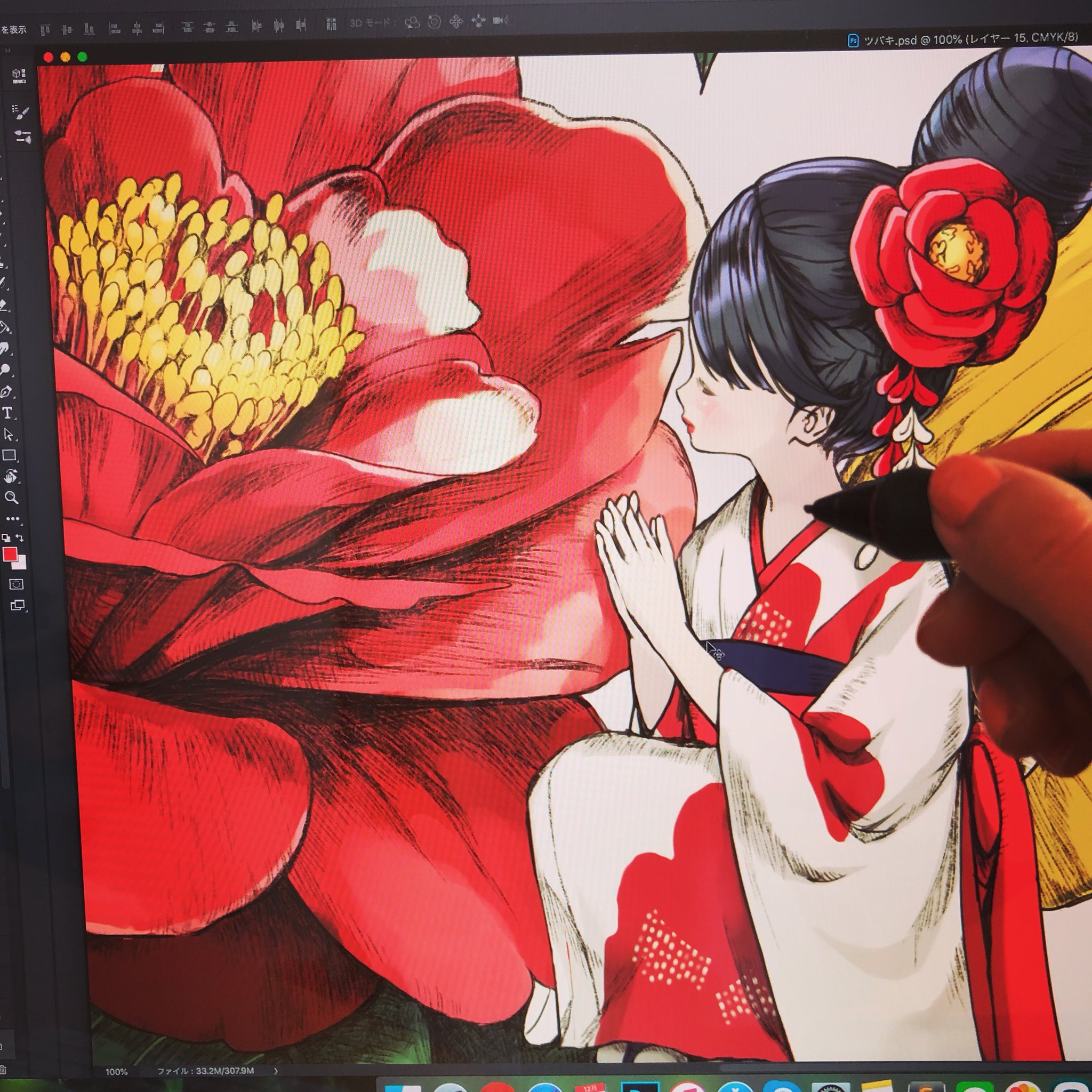 ほしのいつき Itsuki Sur Twitter 最近は花 そこに宿る妖精シリーズを描いてます 赤ってすごいキレイ Illustration Fairy Flower イラスト 制作途中 妖精 椿 T Co Iojl0oxciu Twitter