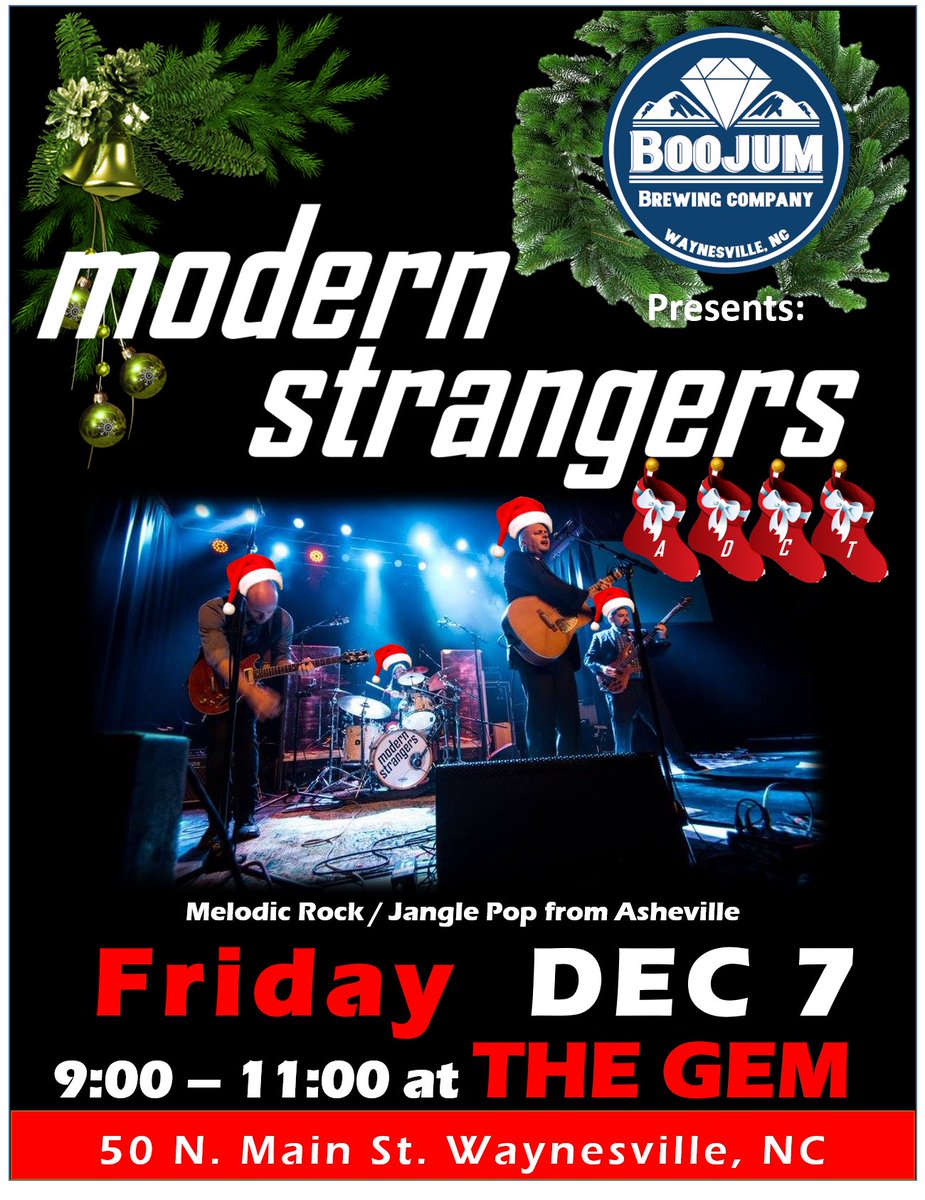 ModernStrangerz's tweet image. Friday Night December 7th we hit the stage at @BoojumBeer from 9-11. Join us!!!