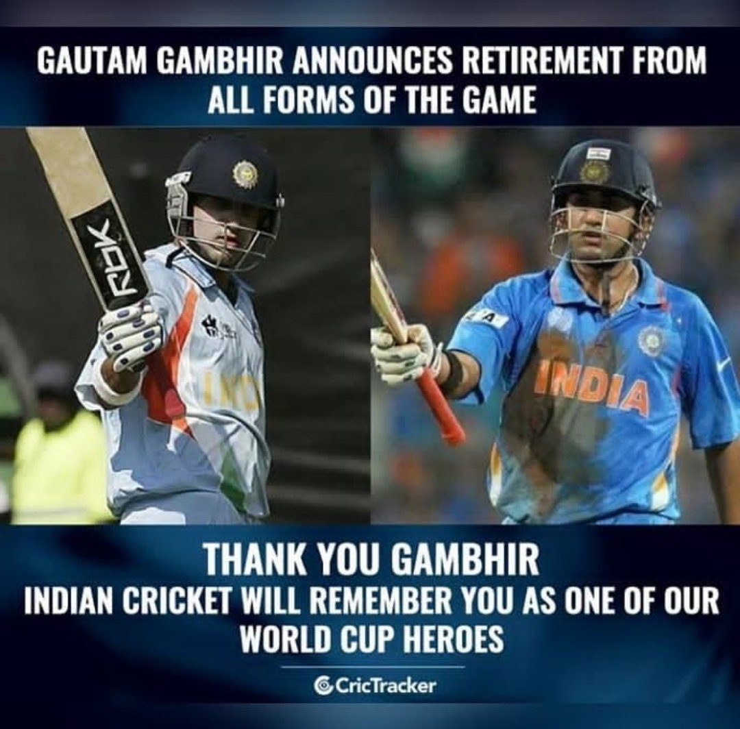 Abilash_____05's tweet photo. We miss u Gauti ❤️.#worldcuphero @GautamGambhir #greatcaption my inspiration and my hero is retired from cricket 😕 and enjoy the second innings with family.. https://t.co/tcIlTpFtkR