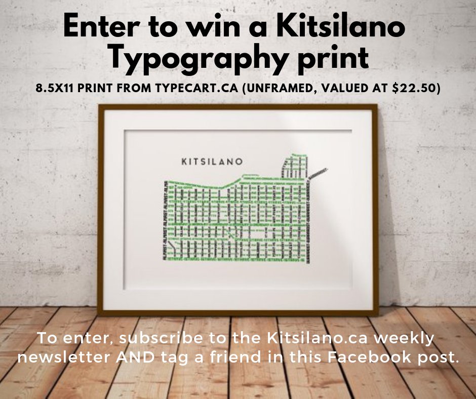 Enter to win a Kitsilano Typography print from TypeCart facebook.com/kitsilano.ca/p… #Kitsilano