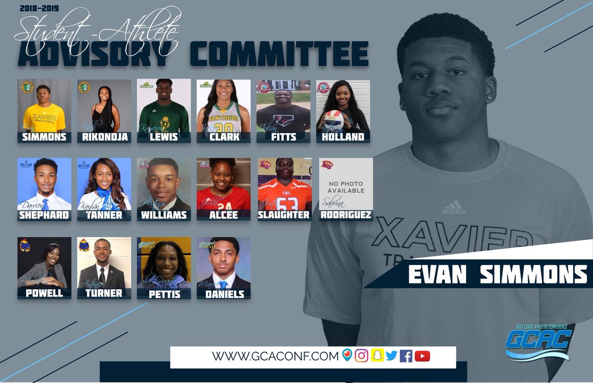 HBCUAC's tweet photo. 🗣 GCAC announces 2018-2019 Student-Athlete Advisory Committee. ⬇️

📰: https://t.co/PjDzqhX0yO

#WinningIs #GCACSAAC https://t.co/UzZyWZ77Q1