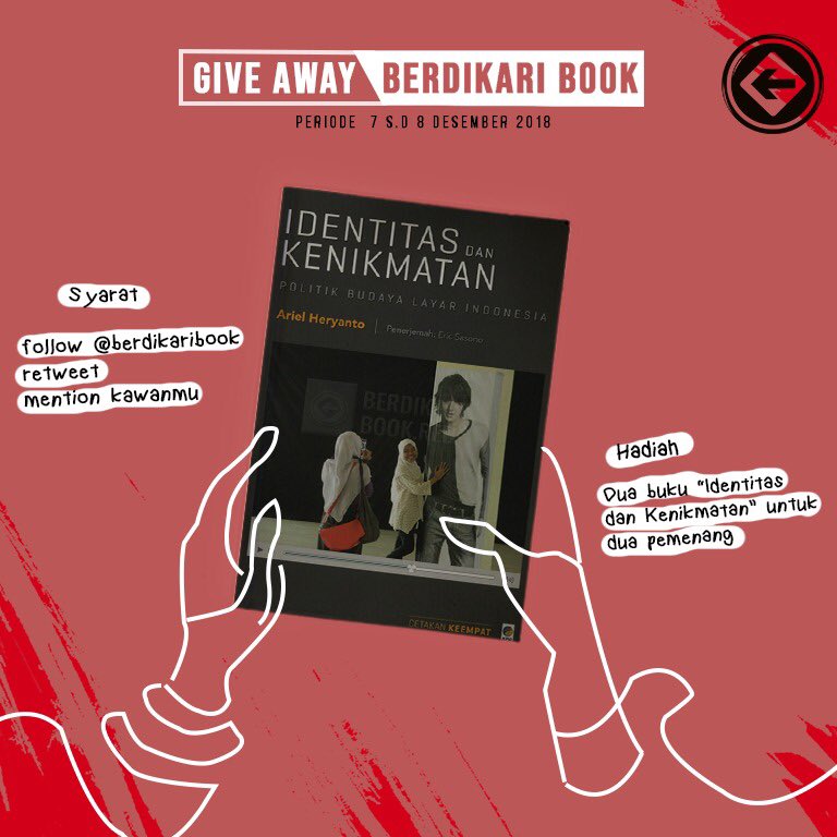 BerdikariBook's tweet photo. #GiveAwayBerdikariBook Silahkan retweet postingan ini dengan mention teman-teman yang lain. Berikan semangat untuk saling membaca buku dan peka terhadap lingkungan dan isu sekitar. Pemenang akan mendapatkan buku "Identitas dan Kenikmatan" karya @ariel_heryanto. https://t.co/v6t6qSyEFf