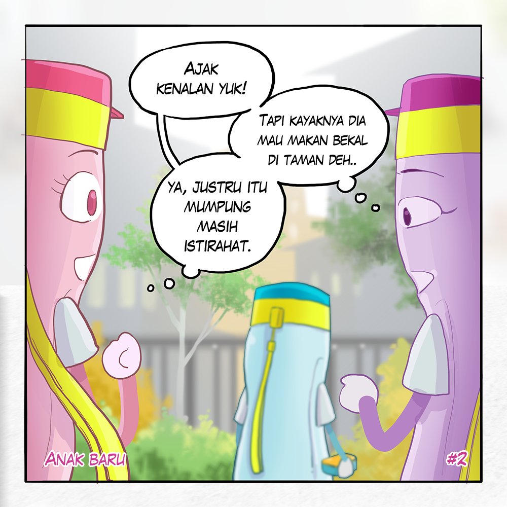 tupperwareID's tweet photo. Ada anak baru nih, mau ngajak kenalan tapi malah gatot! Duh, gimana kisah selanjutnya ya? Yuk, ikutan kontes #TupperwareComic lengkapi ceritanya dan dapatkan hadiahnya! Cek di sini ya https://t.co/WSxiAOchAc https://t.co/MHtlQH9Hem