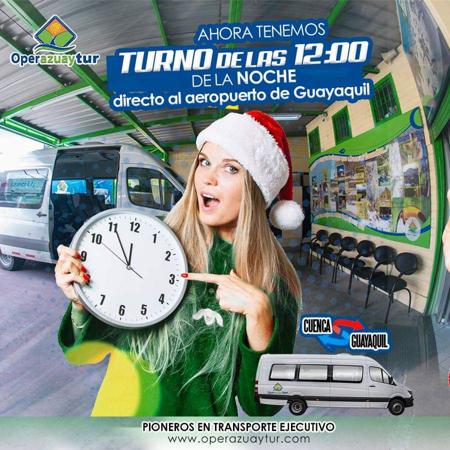 PachiCherrez's tweet photo. Si deseas viajar desde #Cuenca y estar a la madrugada en el aeropuerto de #Guayaquil lo puedes hacer en #Operazuaytur implementamos nuevo horario #PionerosEnTransporteEjecutivo https://t.co/maigu007uS