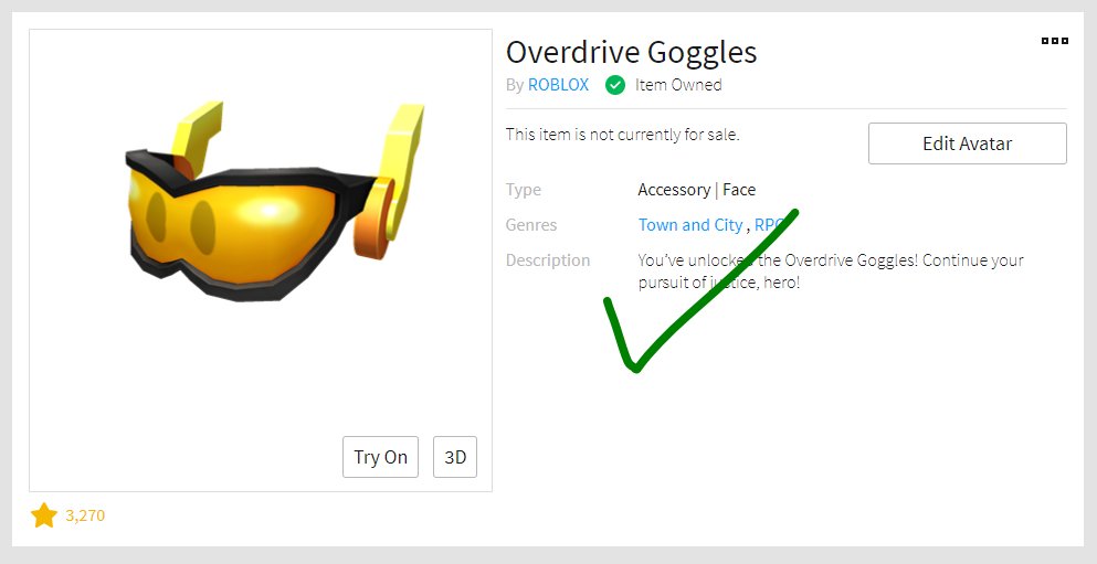 Jonathan On Twitter On Dec 4th I Got Both Overdrive Googles And - roblox event how to get the overdrive glasses heroes of