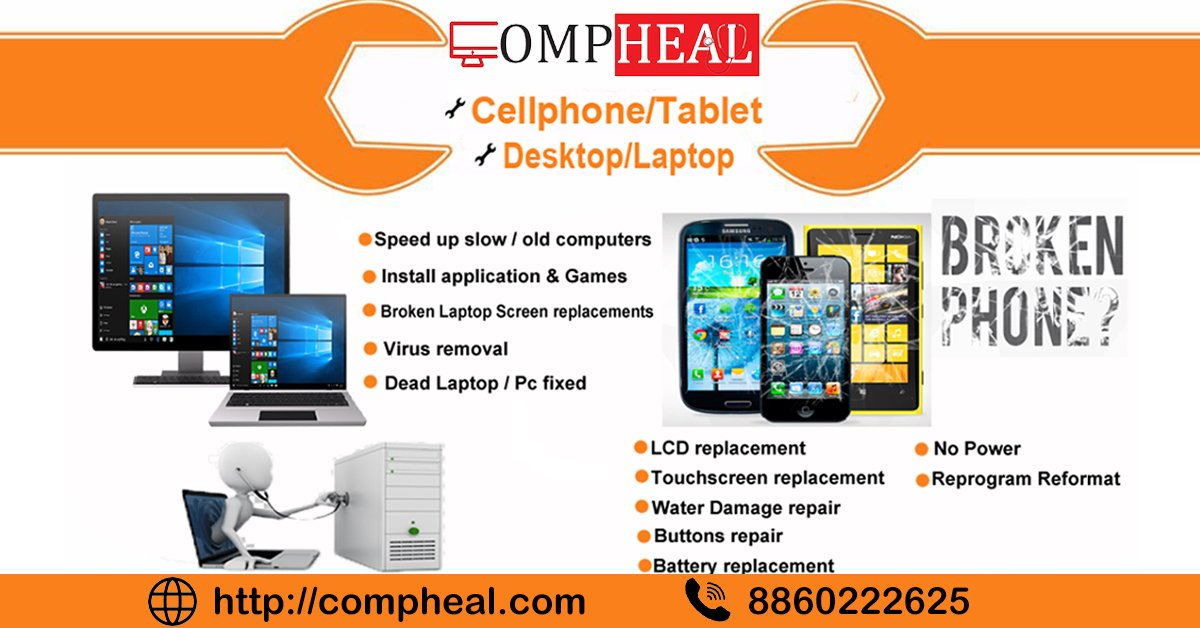 Compheal2's tweet image. We Fix Desktop, Laptop, Mobile, Printer. Solve any type of problems.
Call @8860222625 
#compheal #computerrepair #computerrepairservice #computerrepairindelhi #TagsForLikes #laptoprepair #laptoprepairservice #like

compheal.com