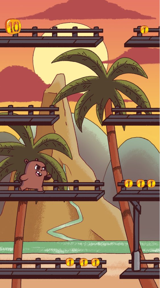 My original concept for a level of Party Dash. The colors were adjusted in the end but I still love this color scheme. :) #sunset #tropical