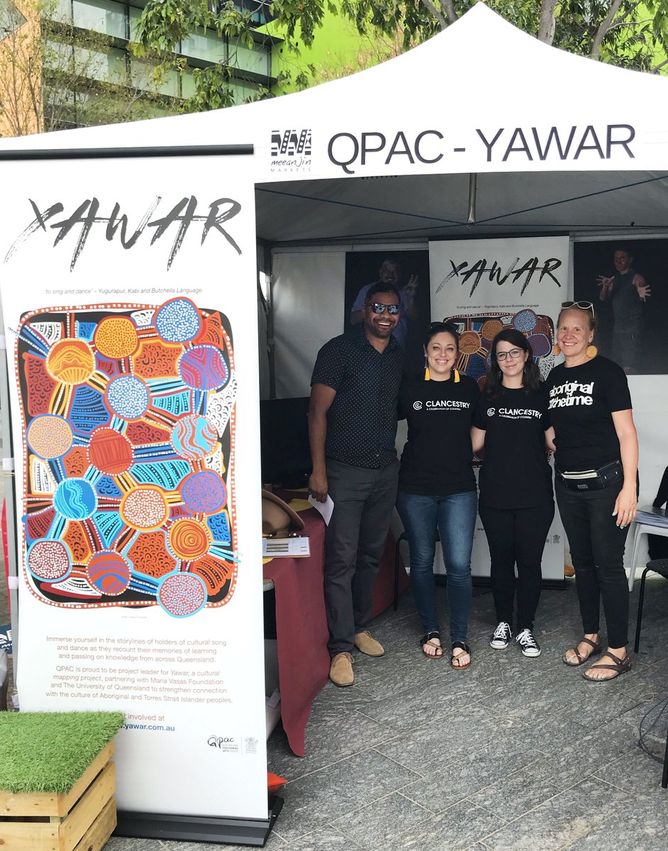 QPAC's tweet photo. Today @QPAC has been at the @MeeanjinMarkets at Reddacliffe Place launching Yawar, a cultural mapping project. This 3 year project aims to map memories of Song men and Song women &amp; celebrate the cultural strength of Aboriginal and Torres Strait Islander dance and song in Qld. https://t.co/AIjiqF8kzQ