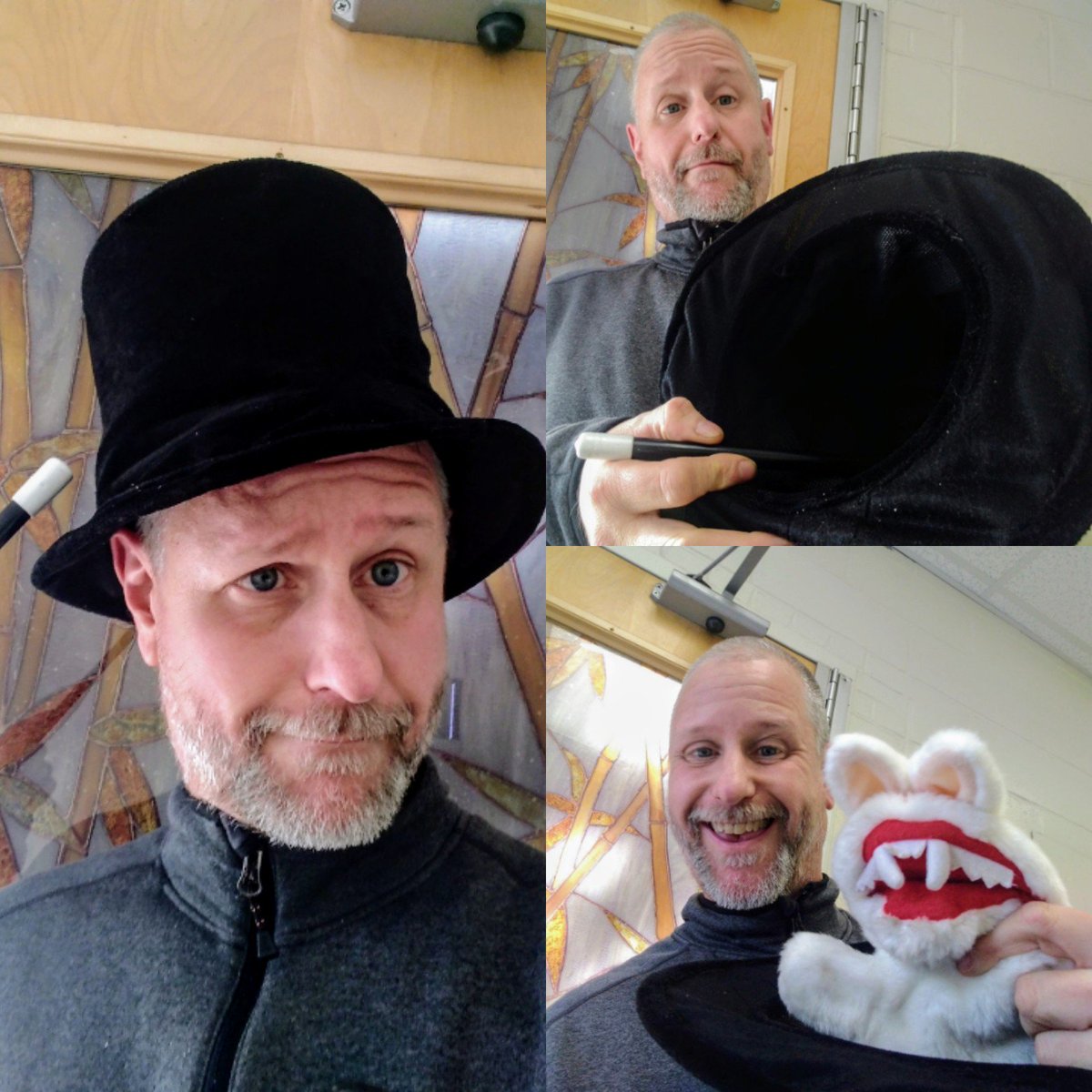 Day 18 TALL BLACK FELT HAT
Lincoln-Frosty-Scrooge-Stove Pipe-Victorian-Dickensian- ChimneySweep-Caroler? But nobody guessed PopUpMagic till the Killer Rabbit of Caerbannog appered as if from nowhere! 😲🐰🎩🐇😲 #WeAllWearManyHats #BobGoliath A different hat everyday, ad nauseum