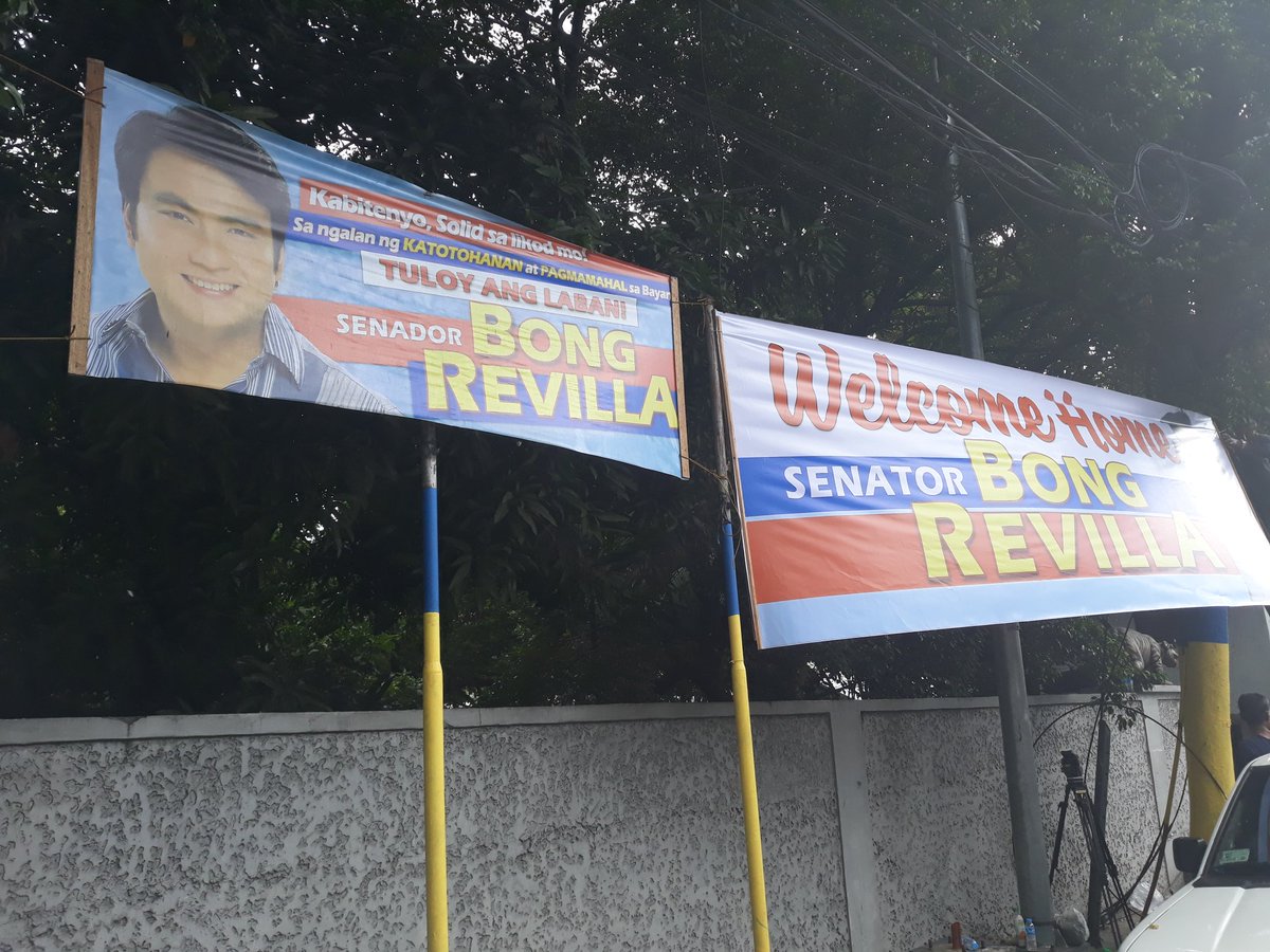 LOOK: Welcome home banners for former Senator Bong Revilla hang outside ...