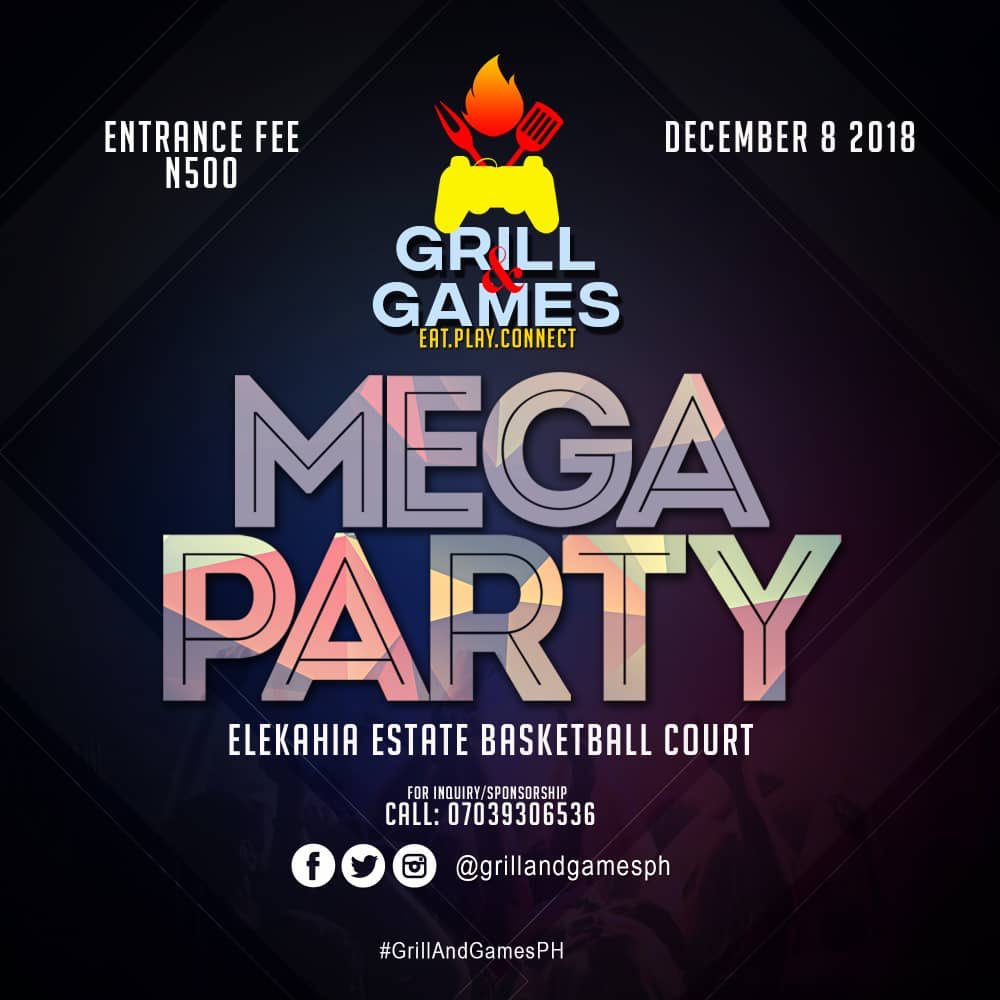 GrillandGamesPH's tweet photo. Tomorrow we are shutting down the block, 
We having a #MegaParty at the Elekahia Housing Estate Basketball Court.
Meet our DeeJays for the Night.
We about to start off the holidays in a mad way. https://t.co/0g8aMkssOz
