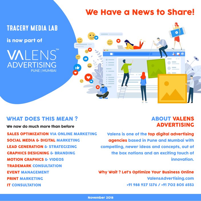 harshitgangwar's tweet image. My 11 month old venture just got slightly bigger. Still got a long way ahead. @TraceryMediaLab is now @ValensADAgency 
#DigitalMarketing #ConversionAnalytics
