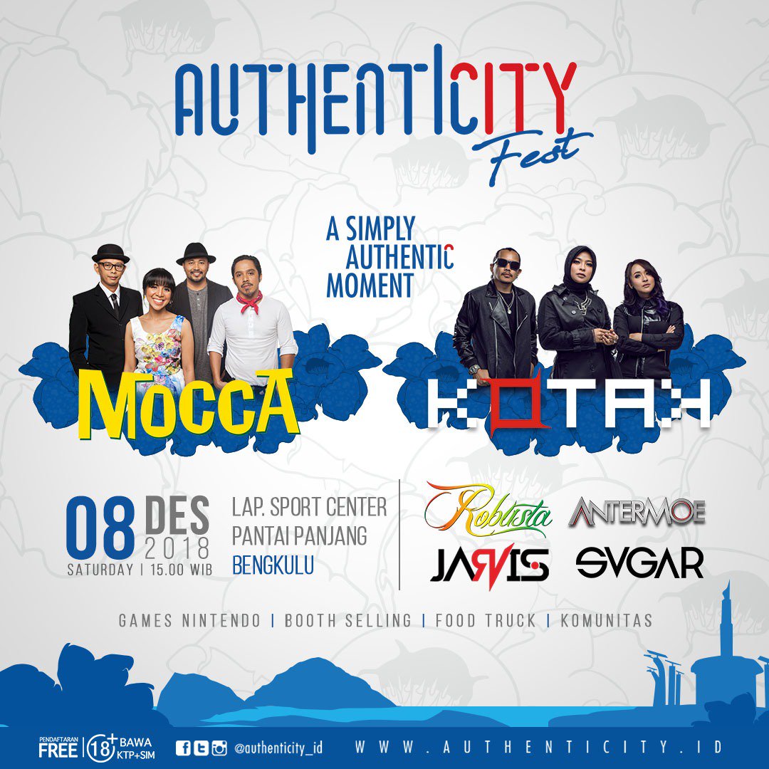 kotakband_'s tweet photo. RT @SeputarEvent: TODAY!! Spend Your WEEKEND!! with #Authenticityfest is back w/ @kotakband_ X @moccaofficial at Lap. sport center pantai panjang, bengkulu l be there claser l @anesrembes https://t.co/xCD6sSFAIm