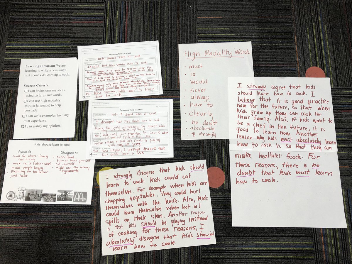 teachwriteart's tweet photo. Week 8 Writing: Persuasive Writing. Statement: kids should learn to cook #acuedu_p #persuasivewriting #year1 #practeaching https://t.co/9nIESzqPbG