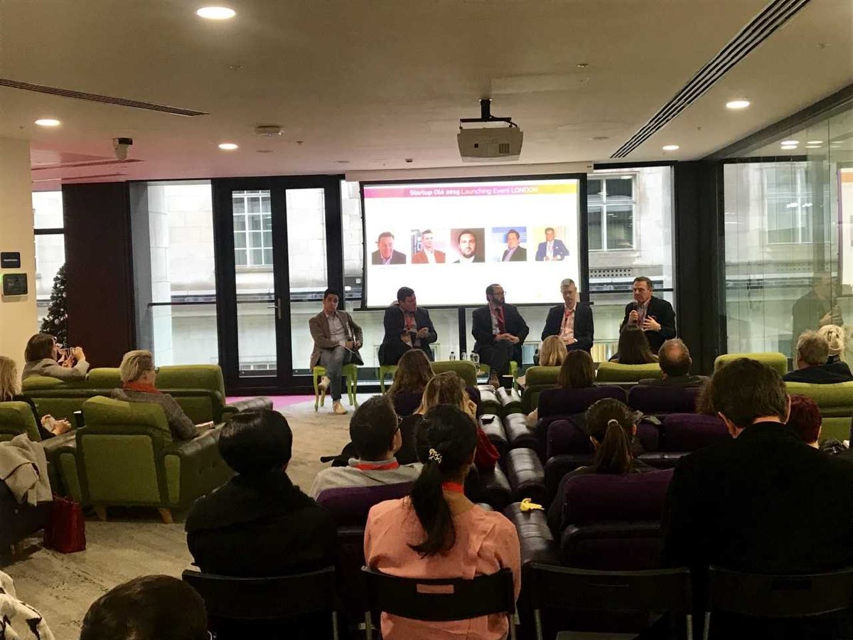 Woohoo! The <a href="/StartupOle/">Startup Olé</a> launch event at <a href="/WayraUK/">Wayra UK</a>  is looking very cool! The panel is absolutely incredible!🎉

<a href="/derekgoodwin35/">Derek Goodwin</a> <a href="/cdh1001/">Christopher Haley</a> #MattKuppers #LucaZurlo 
<a href="/escorchado11/">Emilio Corchado</a> <a href="/isidrolaso/">Isidro Laso @ Home</a> #StartupOle2019 
<a href="/usal/">Universidad de Salamanca</a> <a href="/aytoSalamanca/">Ayuntamiento Salamanca</a>